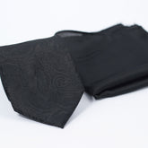BLACK PAISLEY FESTIVE TIE AND POCKET SQUARE SET